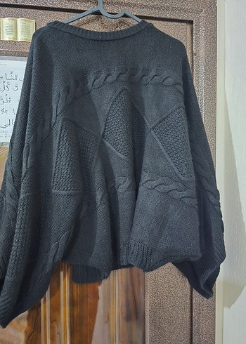 Siyah Örgü Salaş Uzun Kollu Kadın Kazak - Görsel 4