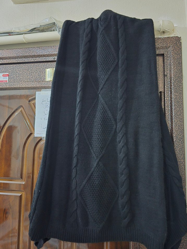 Siyah Örgü Salaş Uzun Kollu Kadın Kazak - Görsel 2