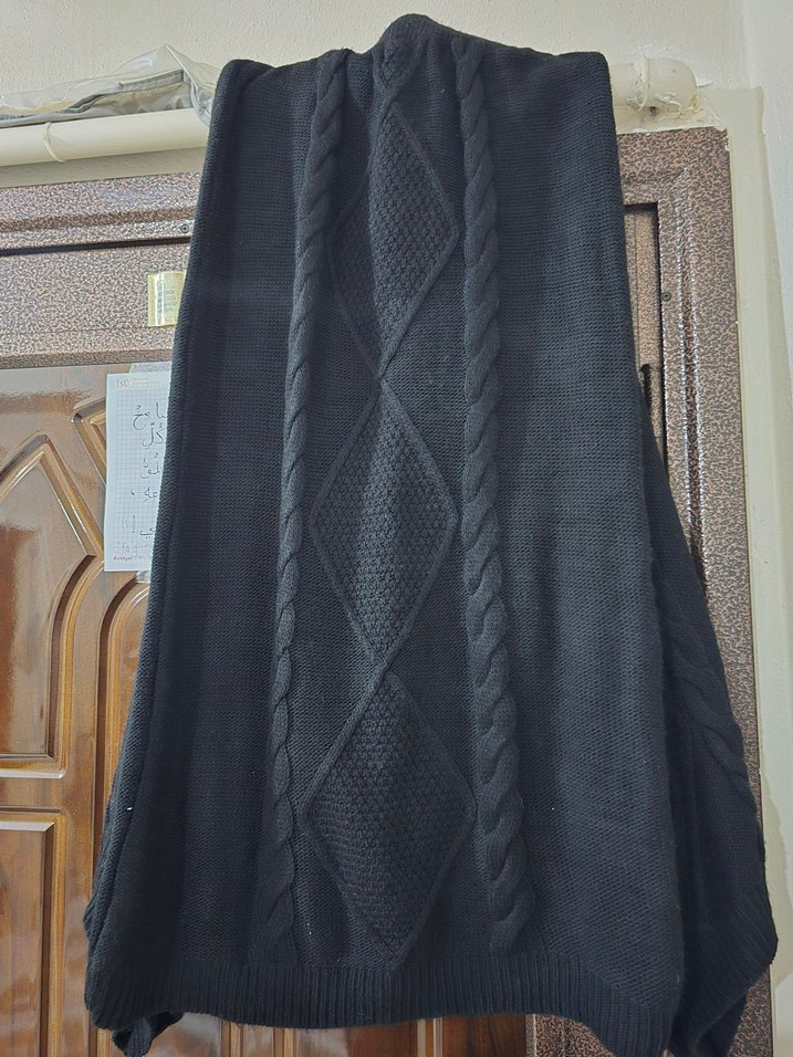 Siyah Örgü Salaş Uzun Kollu Kadın Kazak - Görsel 3