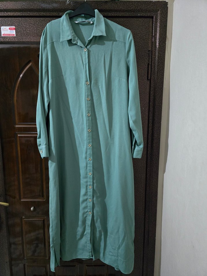 Yeşil V Yaka Kadın Gömlek ALVINA - Görsel 2