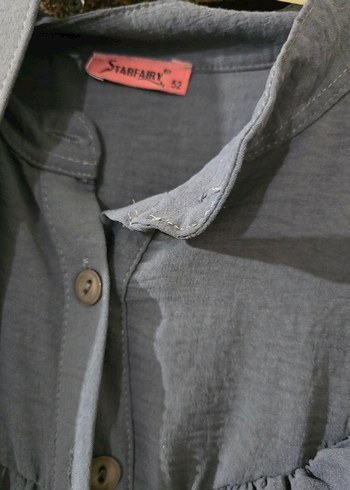 Gri Uzun Kollu Fırfırlı Salaş Elbise - Görsel 3