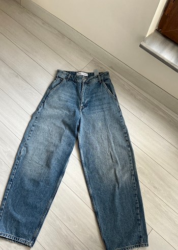 Kadın Mavi Denim baggy Jean - Görsel 3