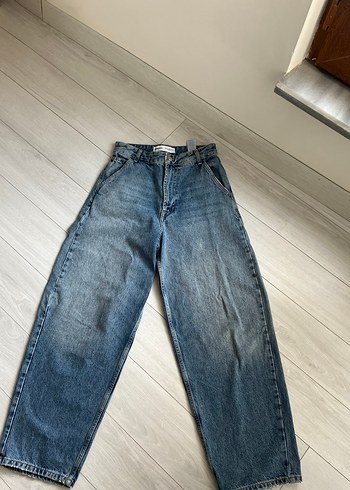 Kadın Mavi Denim baggy Jean - Görsel 2