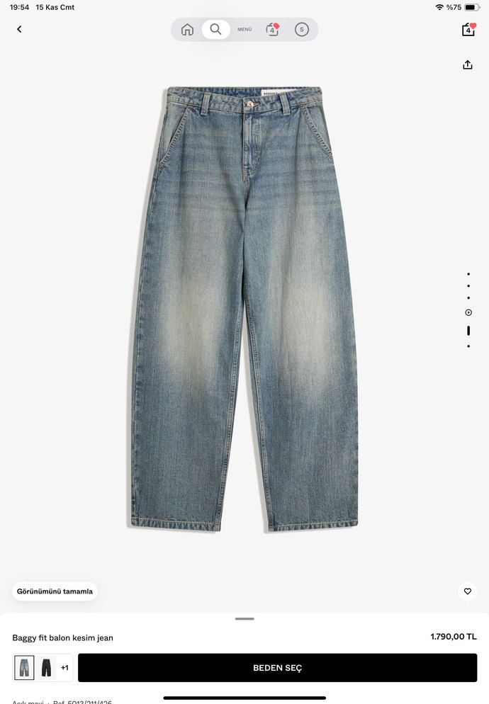 BERSHKA baggy Kesim Denim Jean - Görsel 2