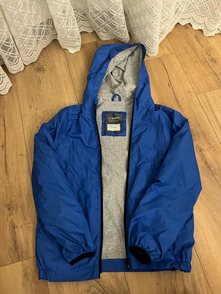 Mavi Kapüşonlu Erkek Çocuk ceket - Görsel 3