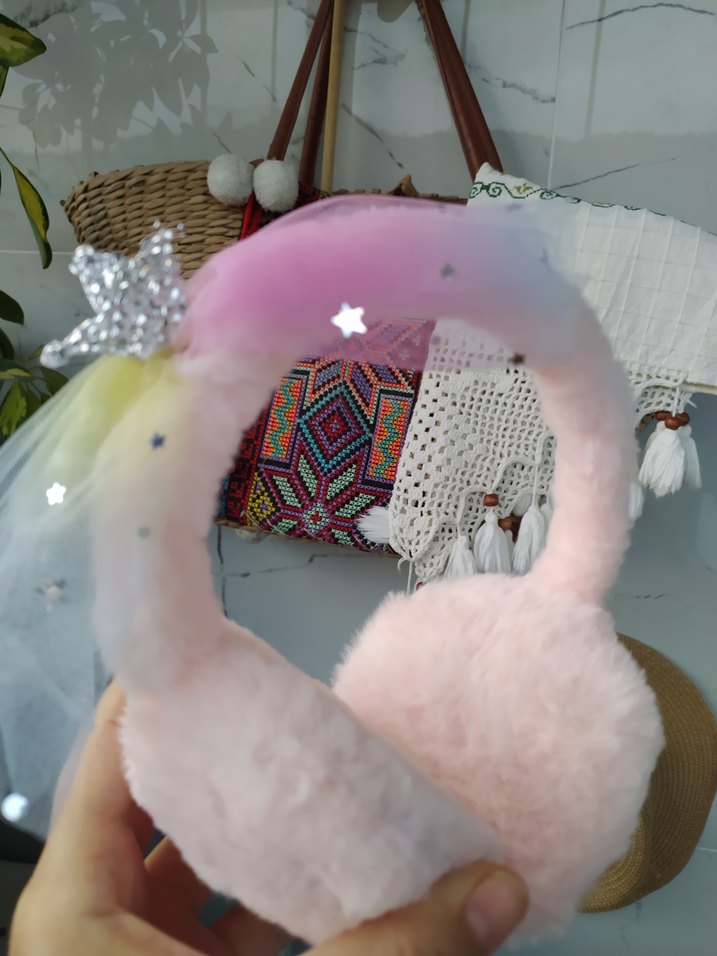 Pembe peluş Kız Çocuk Kulaklık - Görsel 2