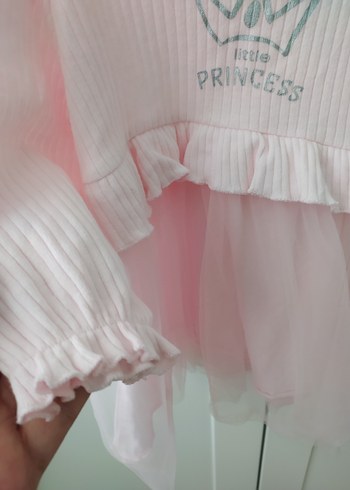 Pembe Uzun Kollu Kız Çocuk Elbise - Görsel 2