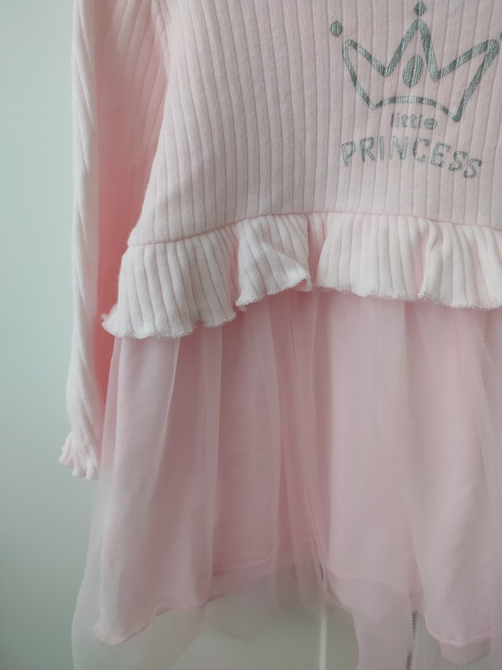 Pembe Uzun Kollu Kız Çocuk Elbise - Görsel 3