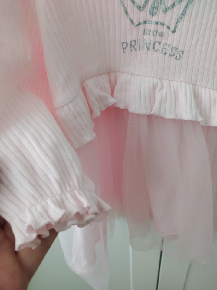 Pembe Uzun Kollu Kız Çocuk Elbise - Görsel 2