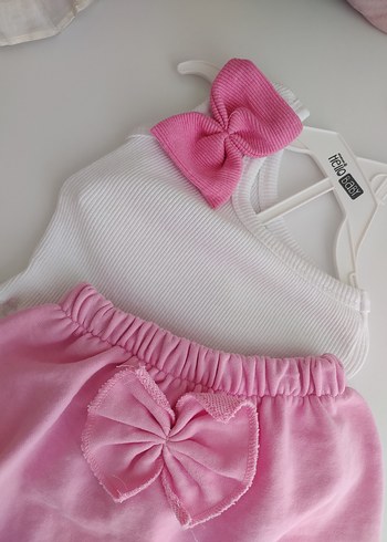 Fiyonklu Pembe Bebek Kız Takımı - Görsel 2