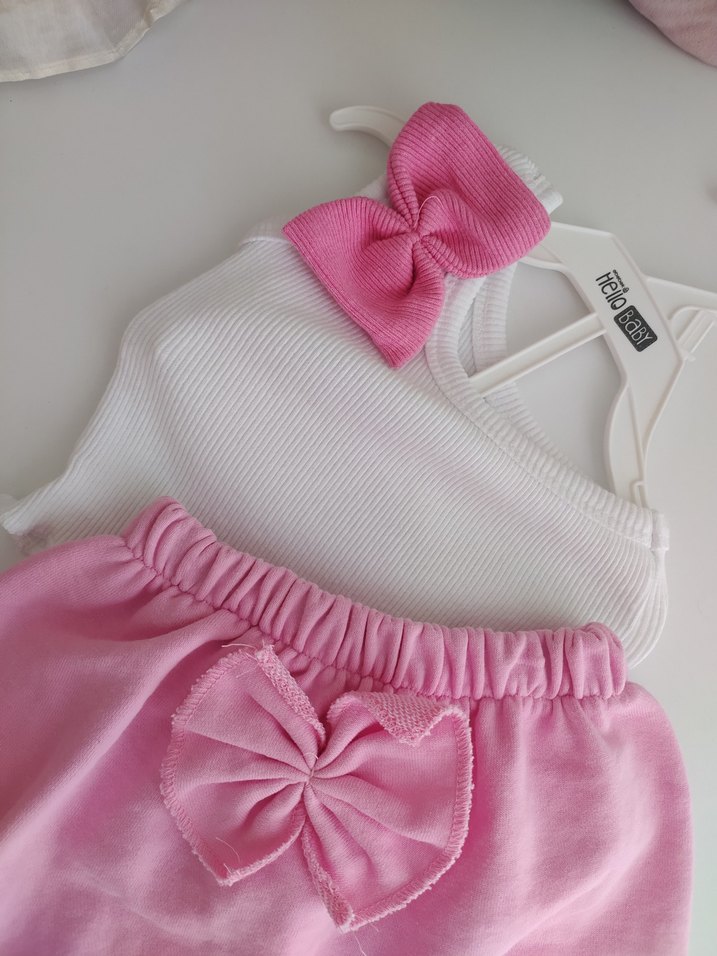 Fiyonklu Pembe Bebek Kız Takımı - Görsel 2