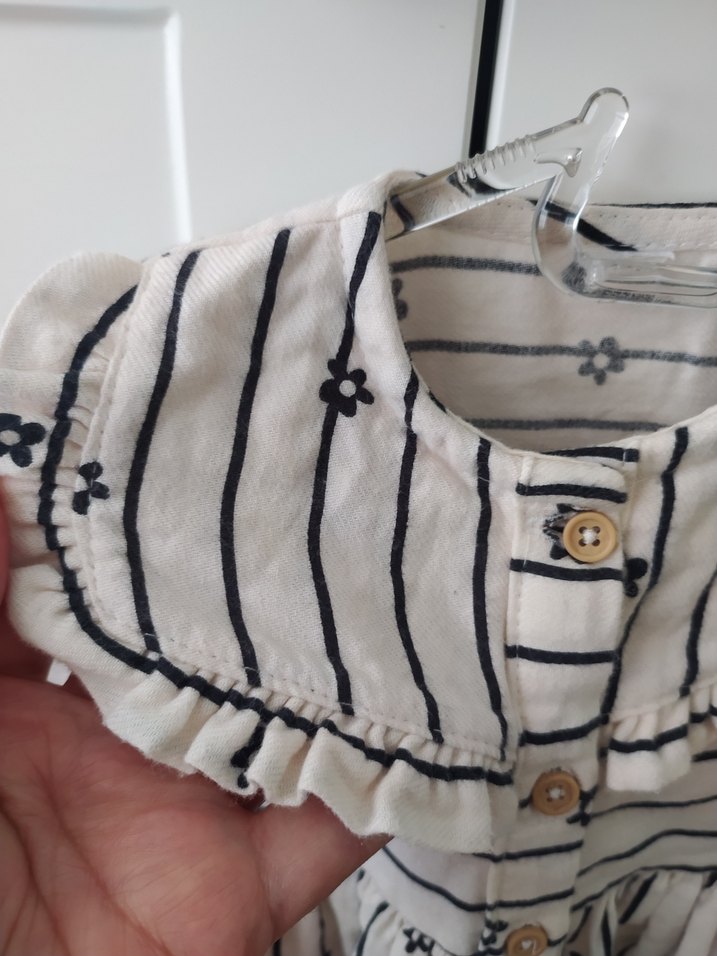 Kız Çocuk Beyaz Çizgili Elbise - Görsel 3