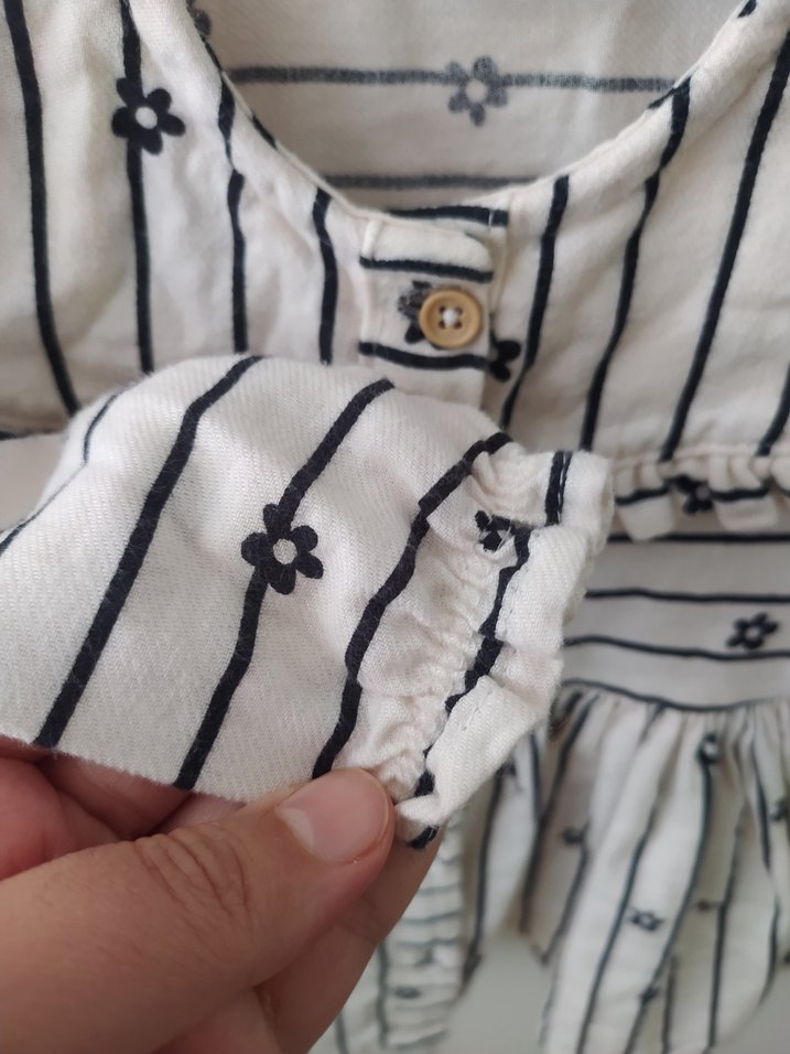 Kız Çocuk Beyaz Çizgili Elbise - Görsel 4