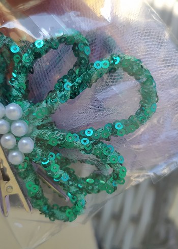 Renkli Boncuklu payetli Çiçek Desenli Saç Tokası - Görsel 2