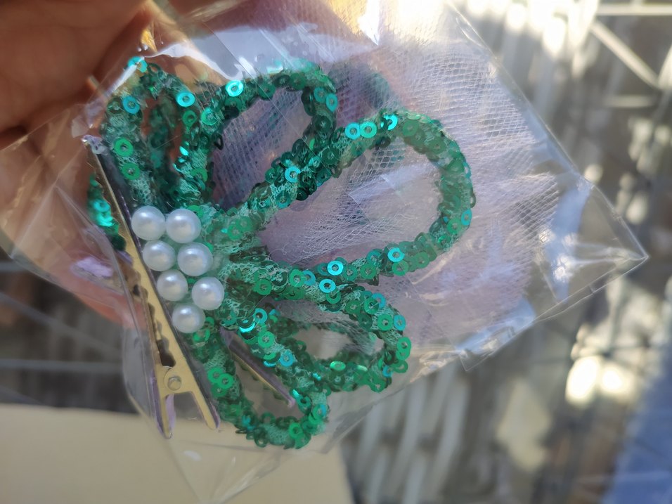 Renkli Boncuklu payetli Çiçek Desenli Saç Tokası - Görsel 2