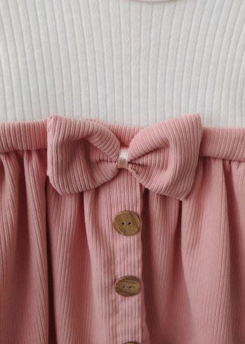 Uzun Kollu fiyonk detaylı Kız bebek Elbisesi - Görsel 2