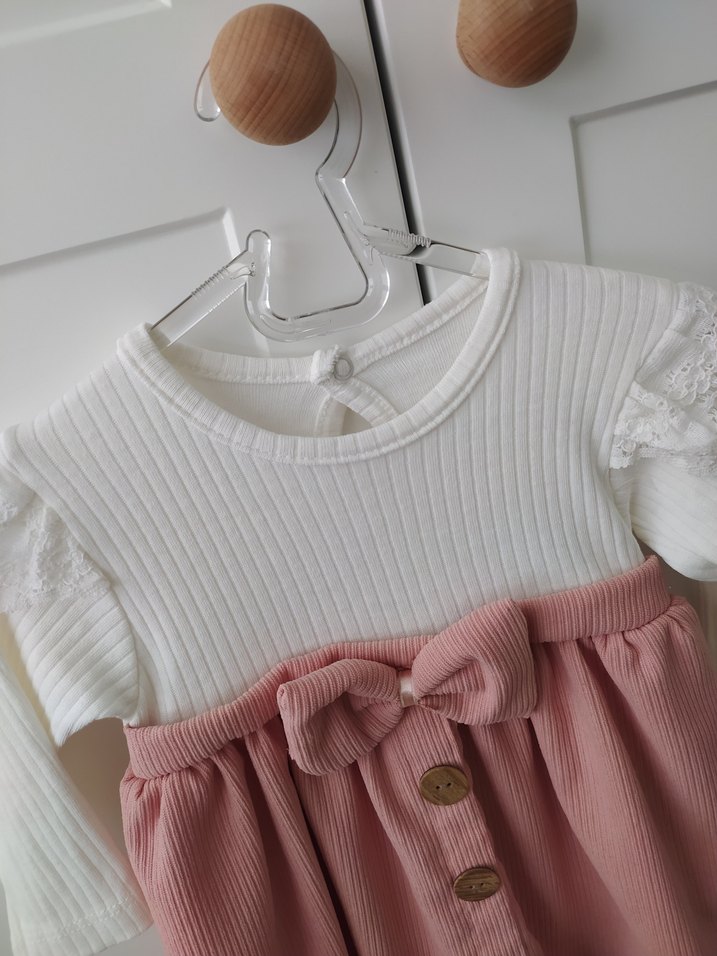 Uzun Kollu fiyonk detaylı Kız bebek Elbisesi - Görsel 3
