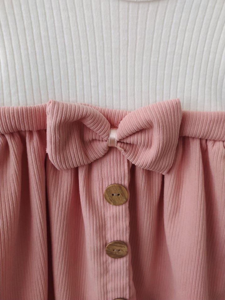 Uzun Kollu fiyonk detaylı Kız bebek Elbisesi - Görsel 2