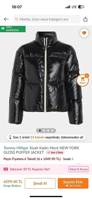 Tommy Hilfiger Hiç kullanılmamış tommy hilfiger mont