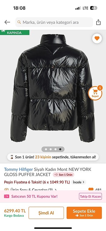 m Beden Hiç kullanılmamış tommy hilfiger mont