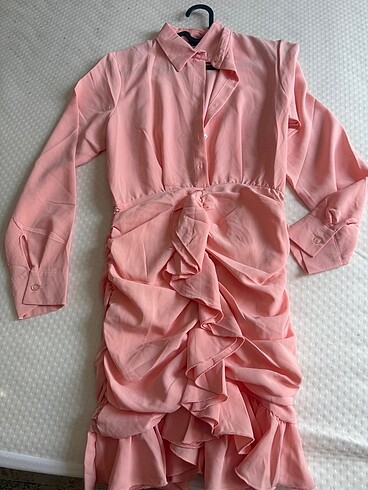 Pembe gömlek elbise