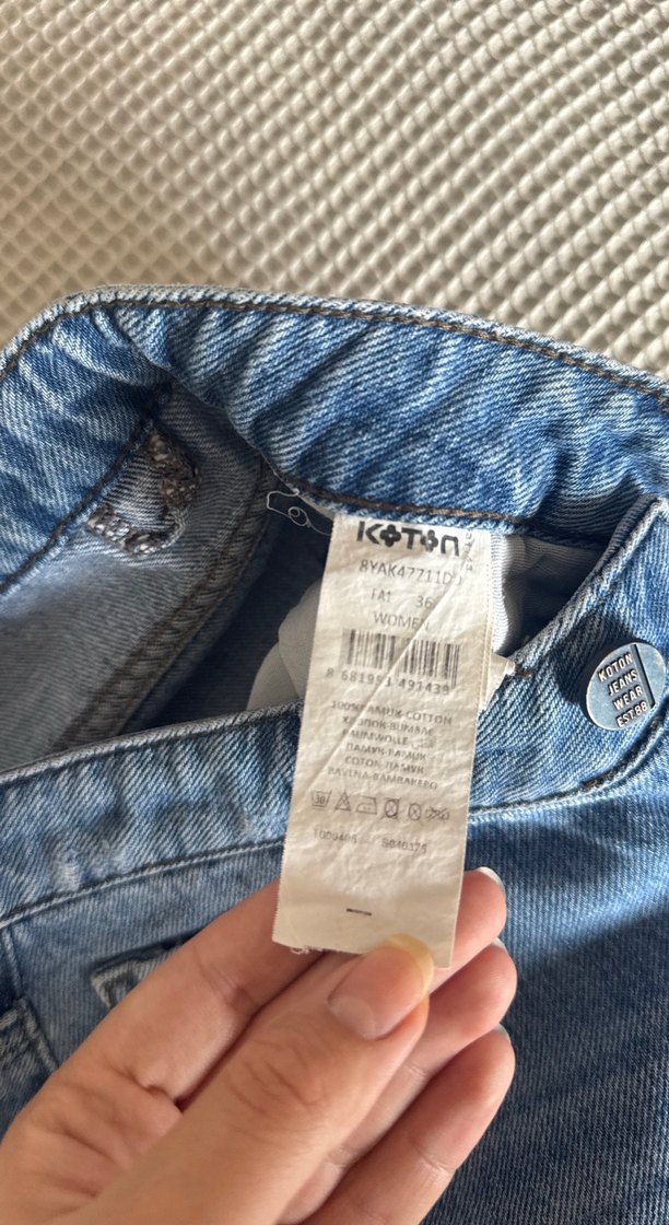 Kadın Mavi Mini Denim Şort - Görsel 4