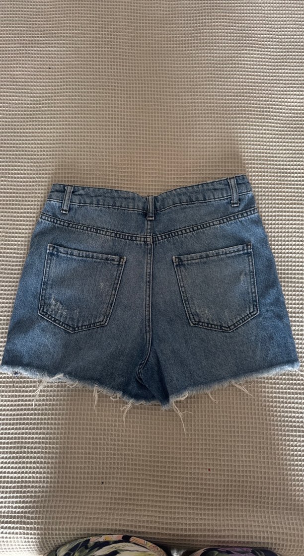Kadın Mavi Mini Denim Şort - Görsel 2