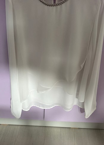 Zincir Detaylı Beyaz Kadın Bluz - Görsel 4