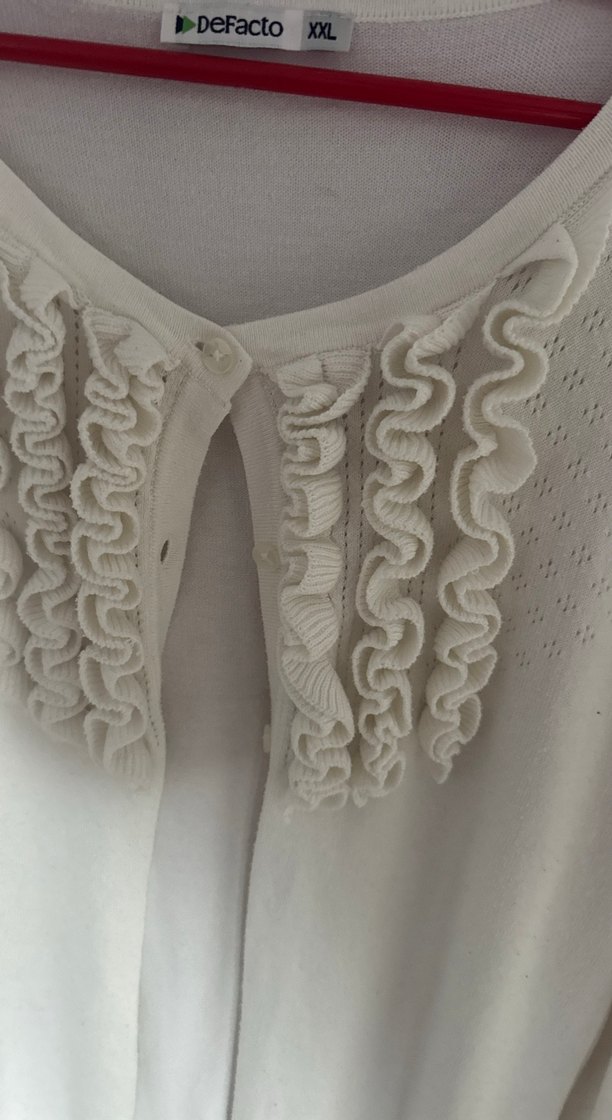 Beyaz Kadın Uzun Kollu Triko Hırka - Görsel 3