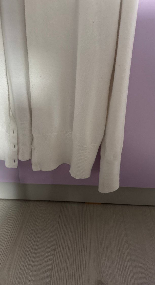 Beyaz Kadın Uzun Kollu Triko Hırka - Görsel 5