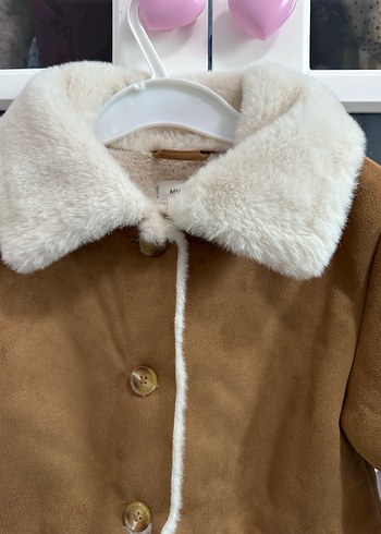 Mango Kız Çocuk Süet Tüylü Kahverengi Ceket - Görsel 2