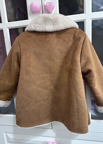 Mango Kız Çocuk Süet Tüylü Kahverengi Ceket - Görsel 6