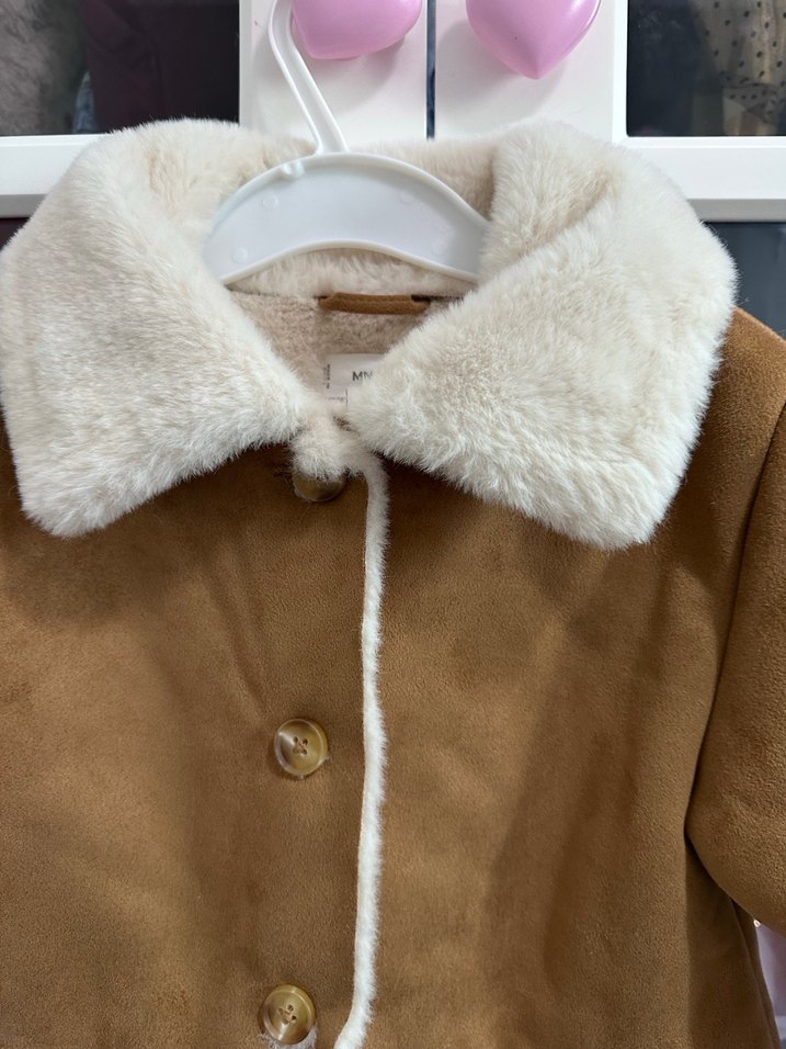 Mango Kız Çocuk Süet Tüylü Kahverengi Ceket - Görsel 2