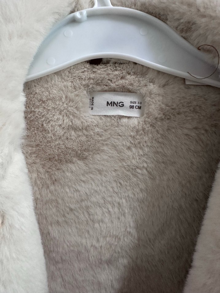 Mango Kız Çocuk Süet Tüylü Kahverengi Ceket - Görsel 5