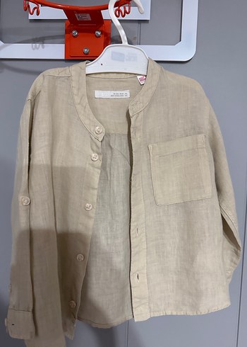 Bej Erkek Çocuk Keten Gömlek - Görsel 2