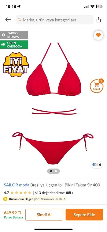 Bikini takım kırmızı