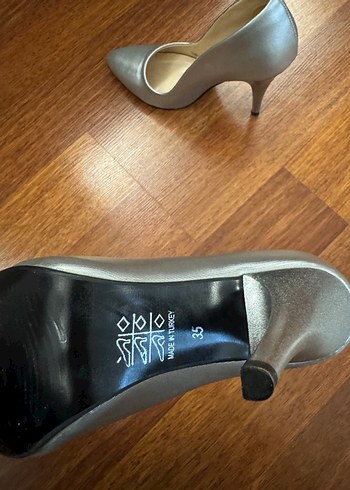 Gri Stiletto Kadın Topuklu Ayakkabı - Görsel 6