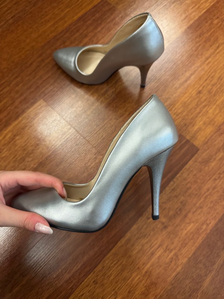 Gri Stiletto Kadın Topuklu Ayakkabı - Görsel 4