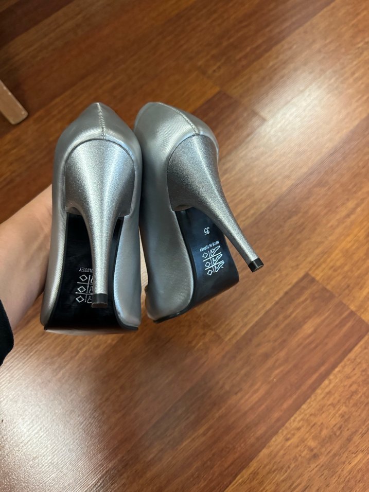 Gri Stiletto Kadın Topuklu Ayakkabı - Görsel 5