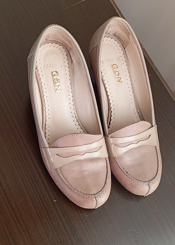 Bej Pliseli Kadın Topuklu Babet - Görsel 3