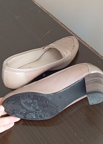 Bej Pliseli Kadın Topuklu Babet - Görsel 4