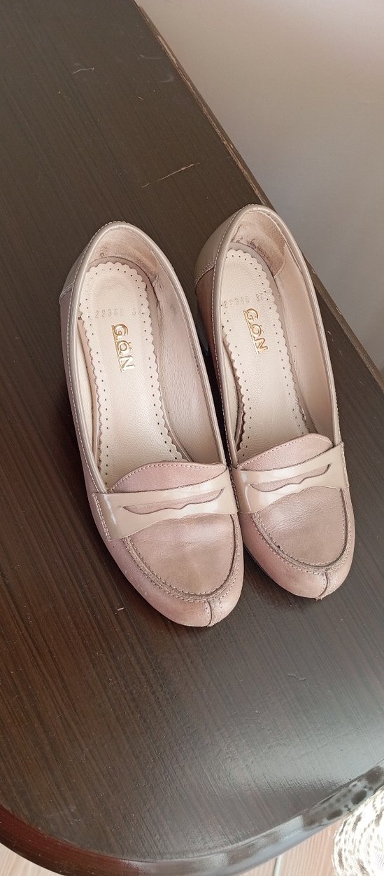 Bej Pliseli Kadın Topuklu Babet - Görsel 3