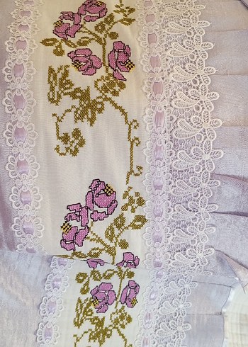 lila renkNakışlı Kaneviçe işmeli pike , 2 yastık ve kılıfı - Görsel 7