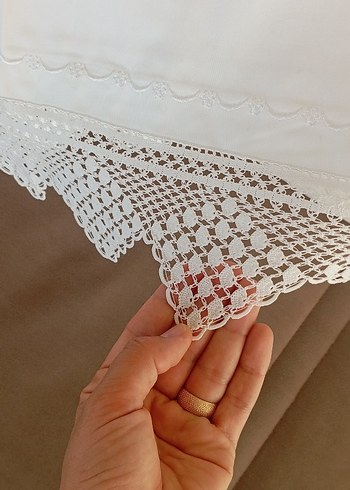 Dantel Detaylı Beyaz çarşaf - Görsel 5