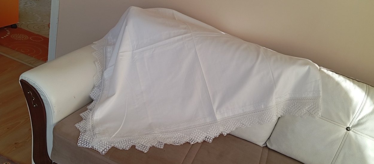 Dantel Detaylı Beyaz çarşaf - Görsel 2