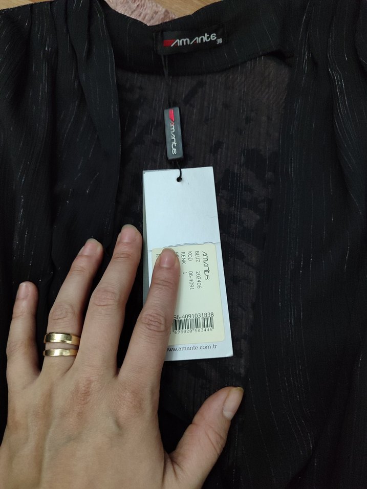 Uzun Kollu Siyah  Kadın gömlek - Görsel 3