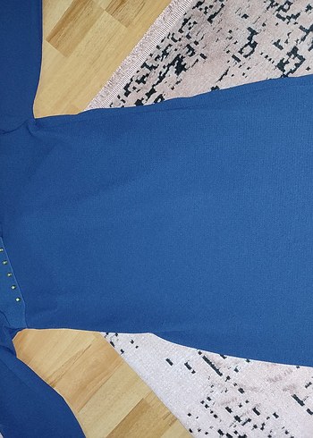 Lacivert öpücük Yaka elbise - Görsel 4