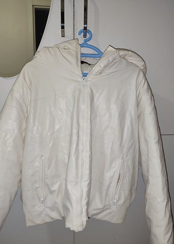 Beyaz Fermuarlı Midi Kadın mont - Görsel 2