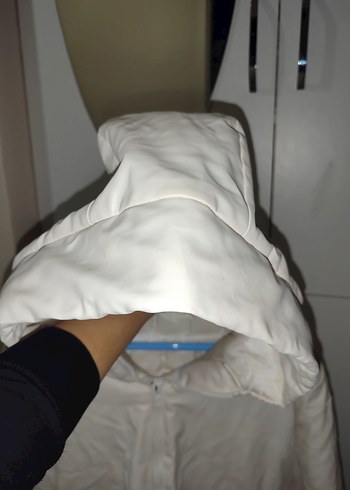 Beyaz Fermuarlı Midi Kadın mont - Görsel 4