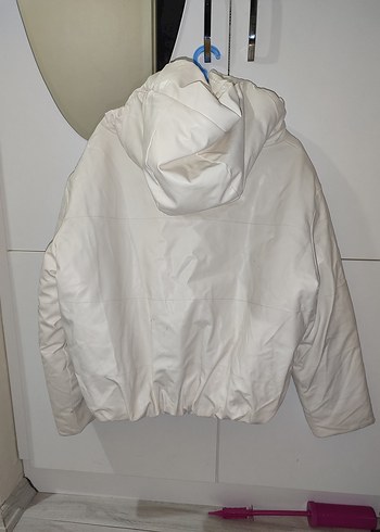 Beyaz Fermuarlı Midi Kadın mont - Görsel 6